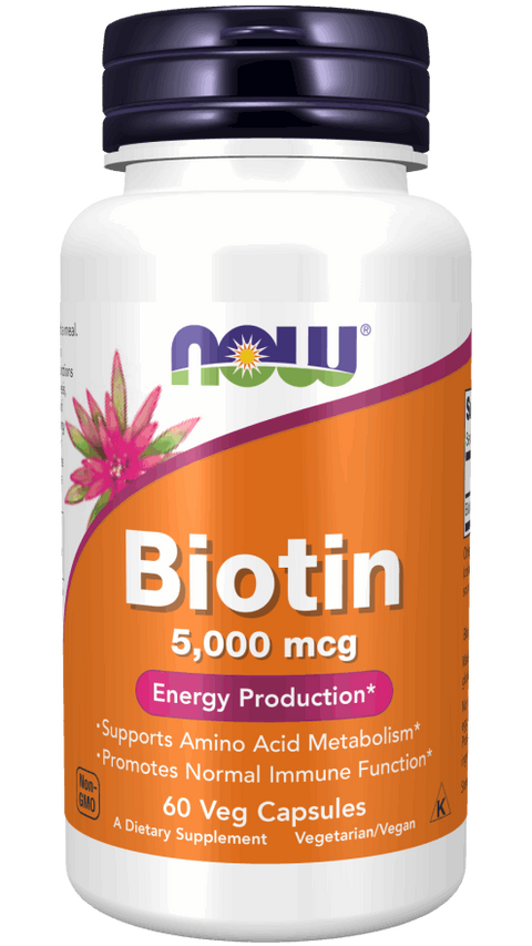 NOW Foods Biotin 5,000 mcg 60 Veg Capsules