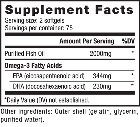 NutraBio Omega 3 Fish Oil 150 Capsules