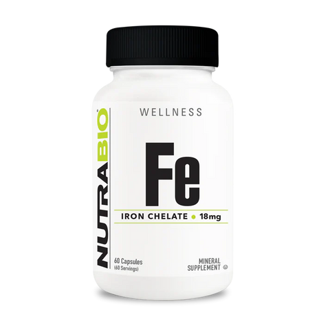 NutraBio Chelated Iron (18mg) 60 Vegetable Caps