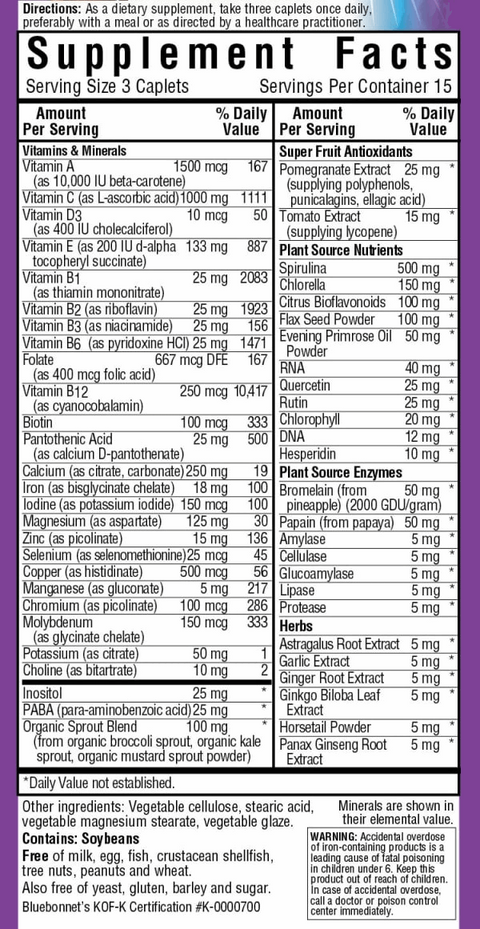 Bluebonnet Nutrition Super Earth Multinutrient (With Iron) 45 Caplets