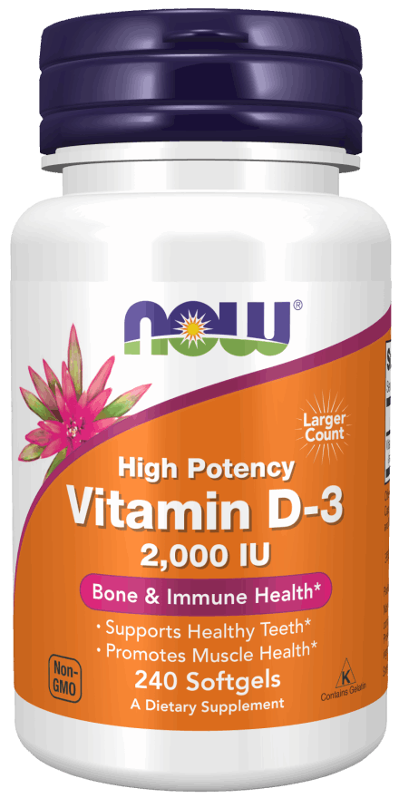 NOW Foods Vitamin D-3 High Potency 2000IU Softgels