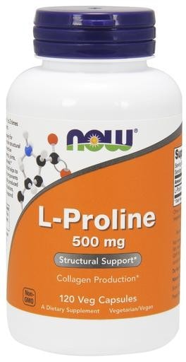 NOW Foods L-Proline 500mg 120 Veggie Caps